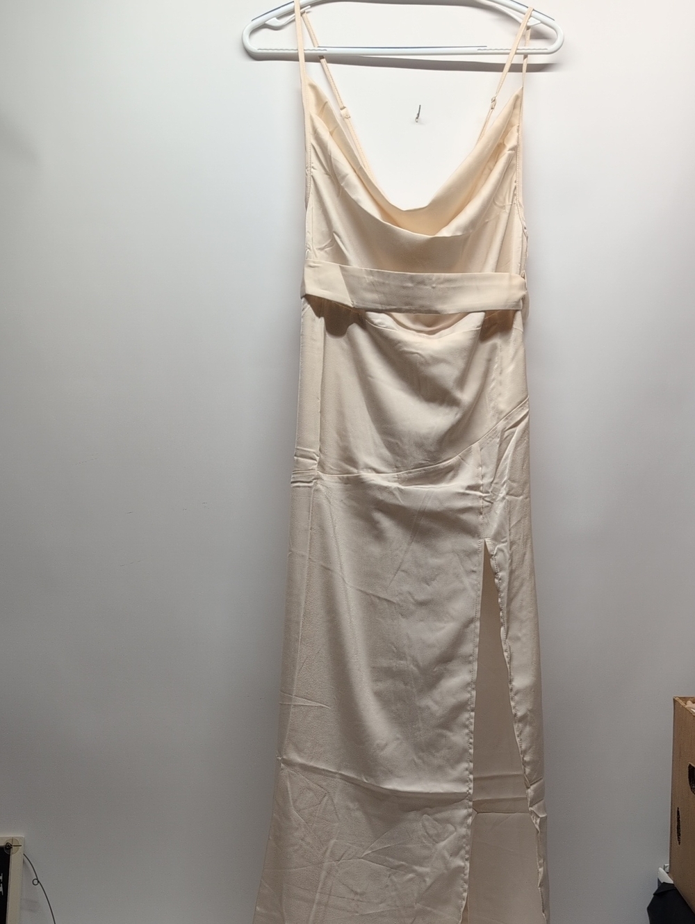 HYFVE Champagne Polyester Cowl Neck Maxi Dress